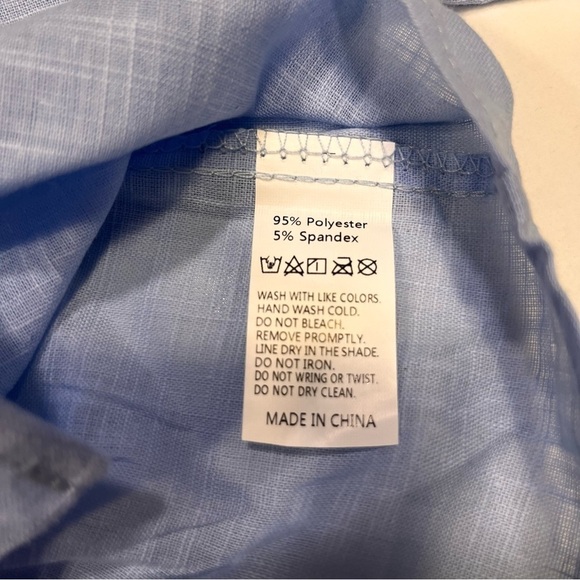 Women’s Blue Peplum back button down shirt - Picture 5 of 9